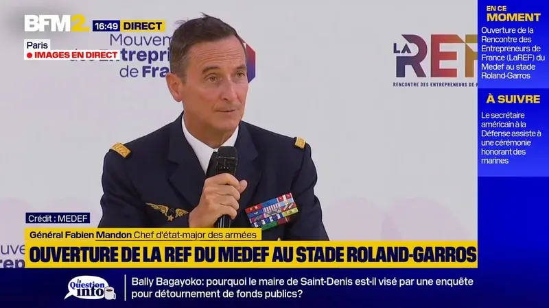 Le chef d'état-major Fabien Mandon alerte sur la dronisation des pays adverses lors de la LaREF à Roland‑Garros