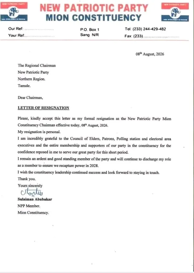 Démission surprise du président de circonscription du NPP au Ghana