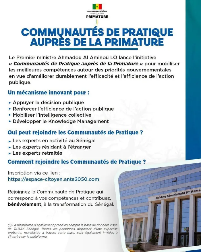 Primature du Sénégal mobilise experts locaux et diaspora pour moderniser l’action publique