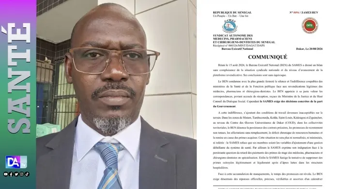 Sénégal : Le SAMES durcit le ton face à la précarité du personnel de santé