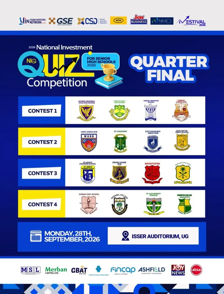 Six lycées ghanéens accèdent aux quarts de finale du National Investment Quiz 2026, renforçant la littératie financière des jeunes