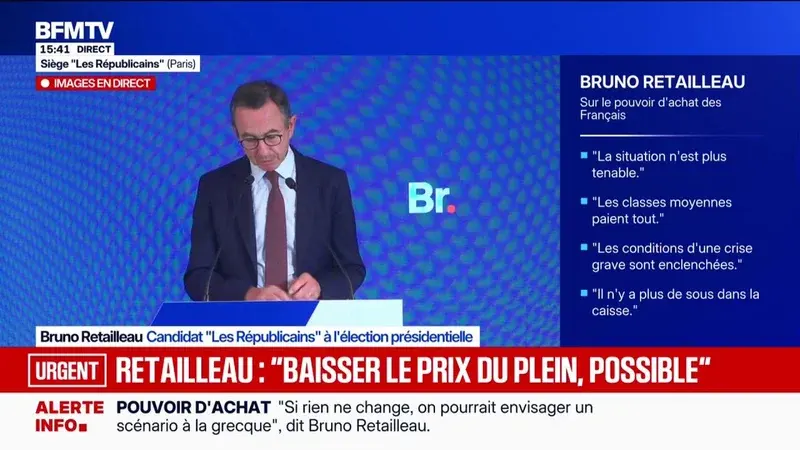 Présidentielle française : Bruno Retailleau promet une baisse immédiate du prix des carburants sans alourdir la dette publique