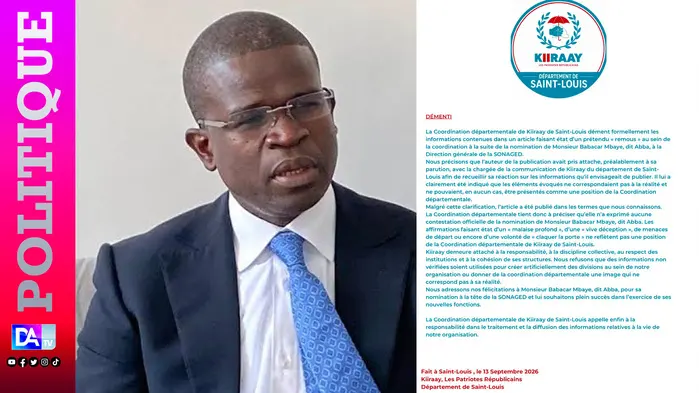 La coordination Kiiraay de Saint-Louis dément toute dissension suite à la nomination de Babacar Mbaye à la SONAGED