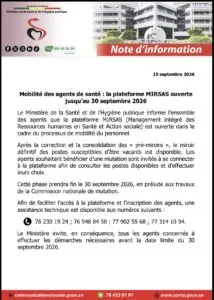Le ministère de la Santé du Sénégal prolonge jusqu’en 2026 l’accès à la plateforme MIRSAS pour la mobilité du personnel médical