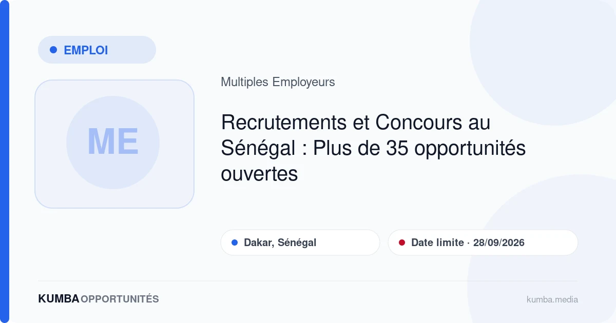 Recrutements et Concours au Sénégal : Plus de 35 opportunités ouvertes