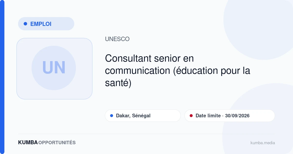 Consultant senior en communication (éducation pour la santé)